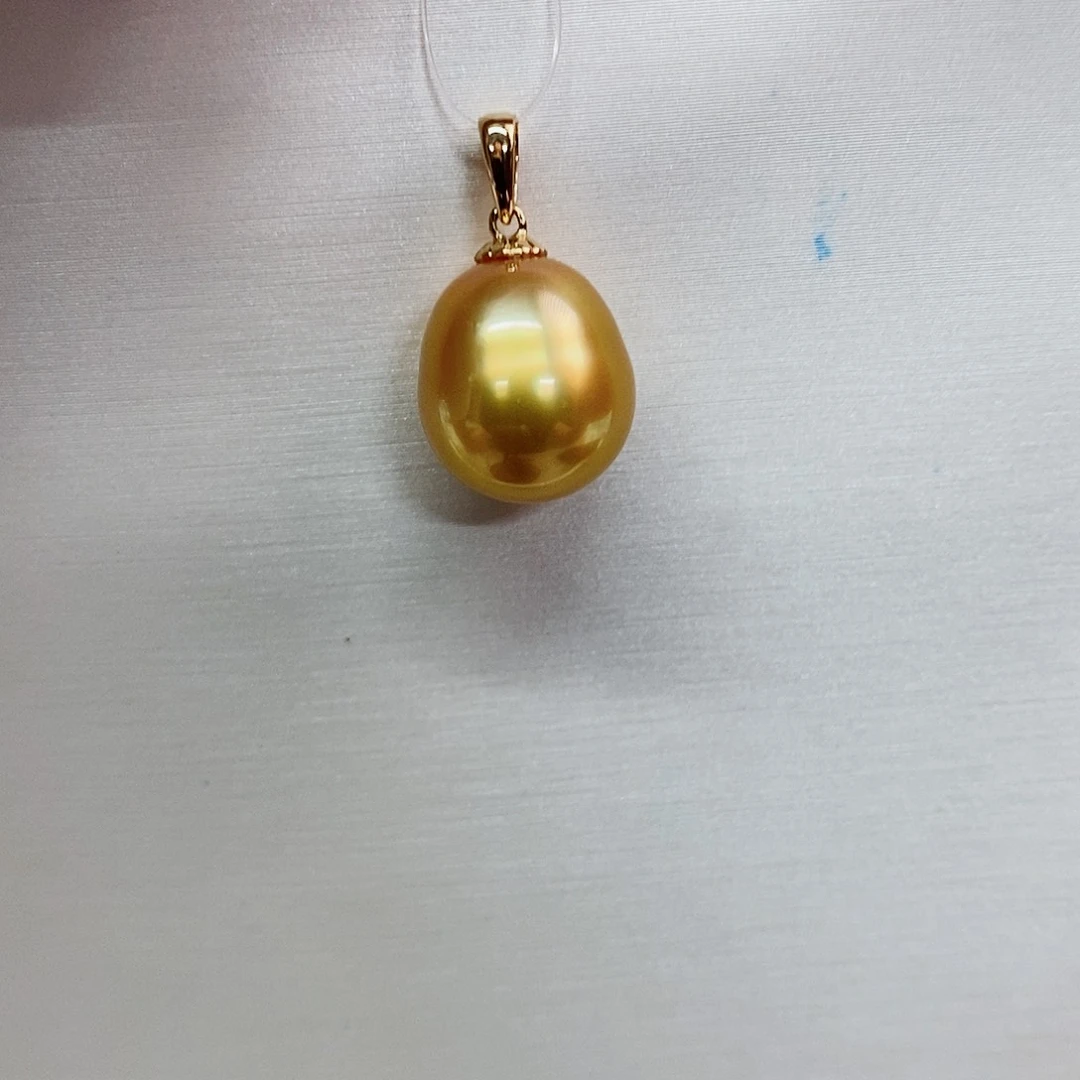 吊坠(不含链)18K金镶嵌海水珍珠11-12