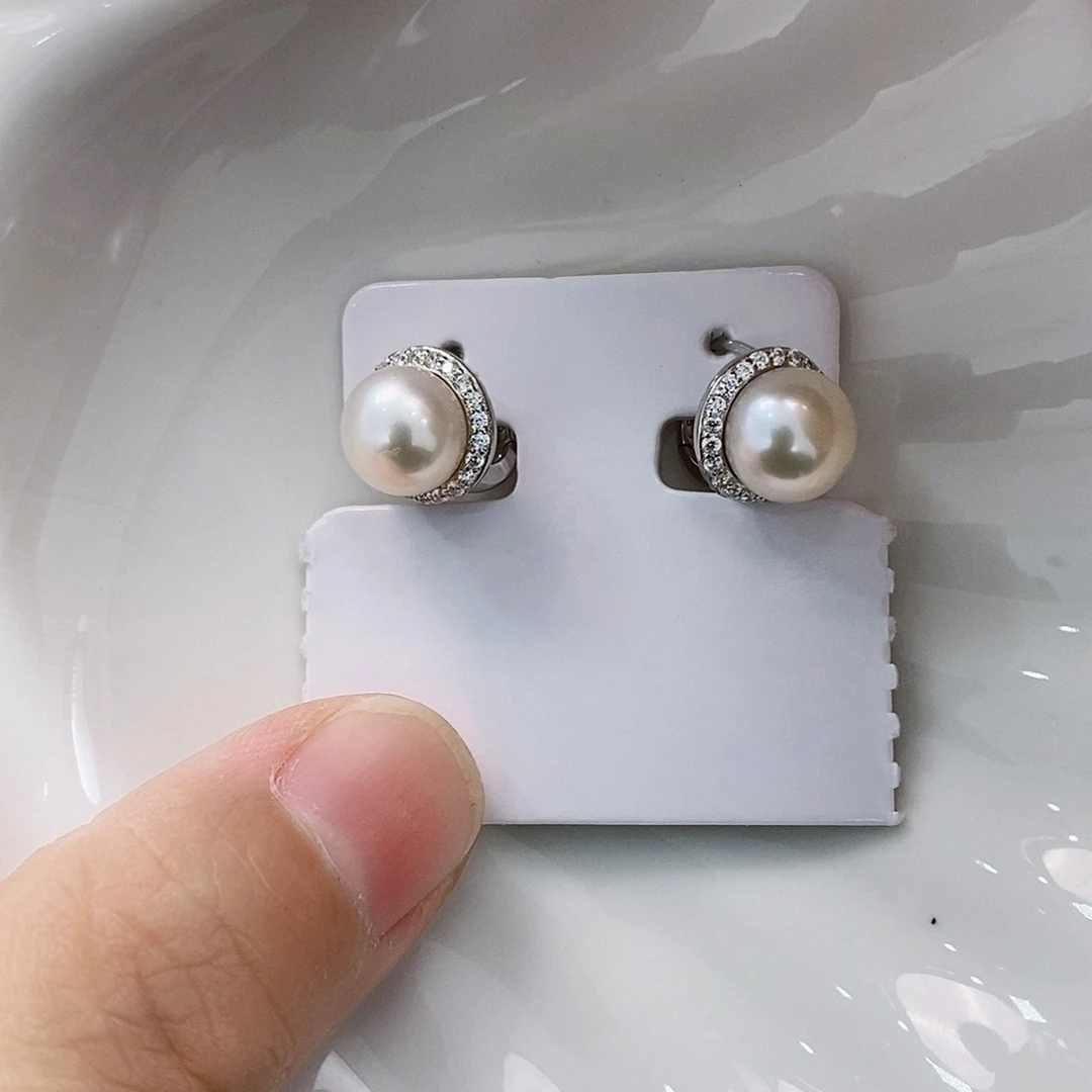 银S925镶嵌特价耳饰淡水珍珠
