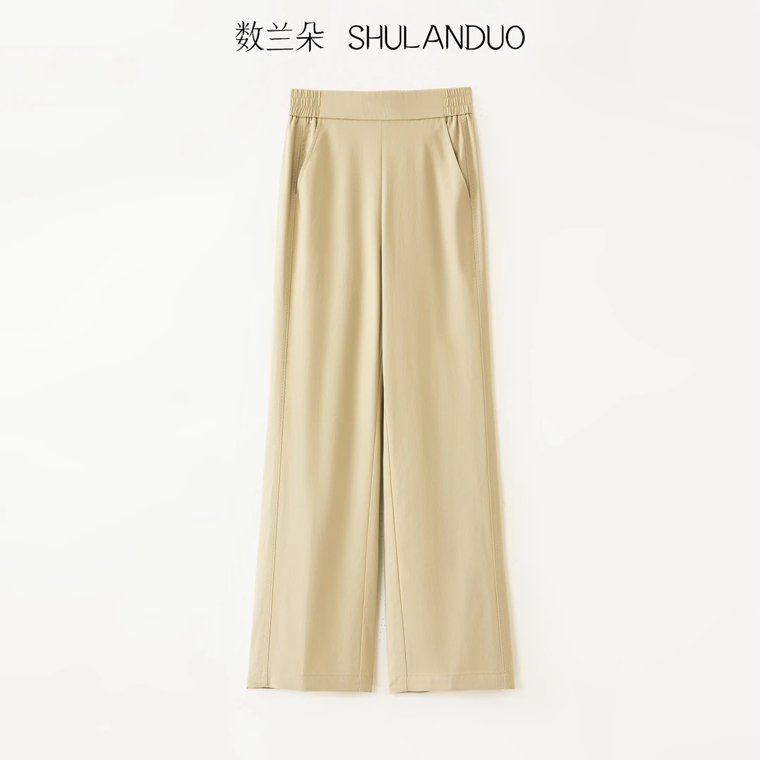 【清凉艾草裤】夏季简约时尚窄版直筒裤 数兰朵高腰高弹显瘦九分裤