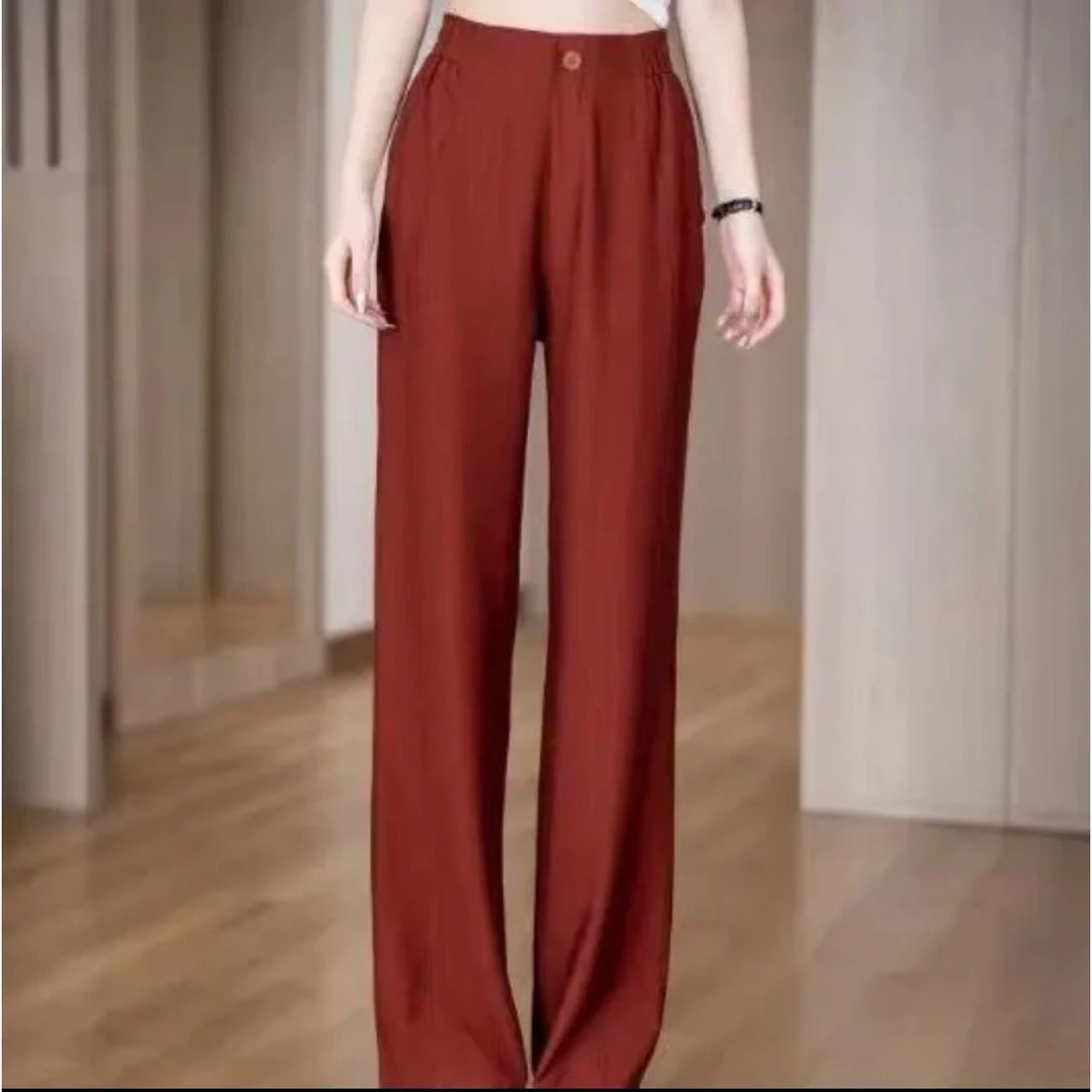 2025年春夏新款雨露轻薄透气显瘦直筒垂直感镰刀窄版休闲裤女2782