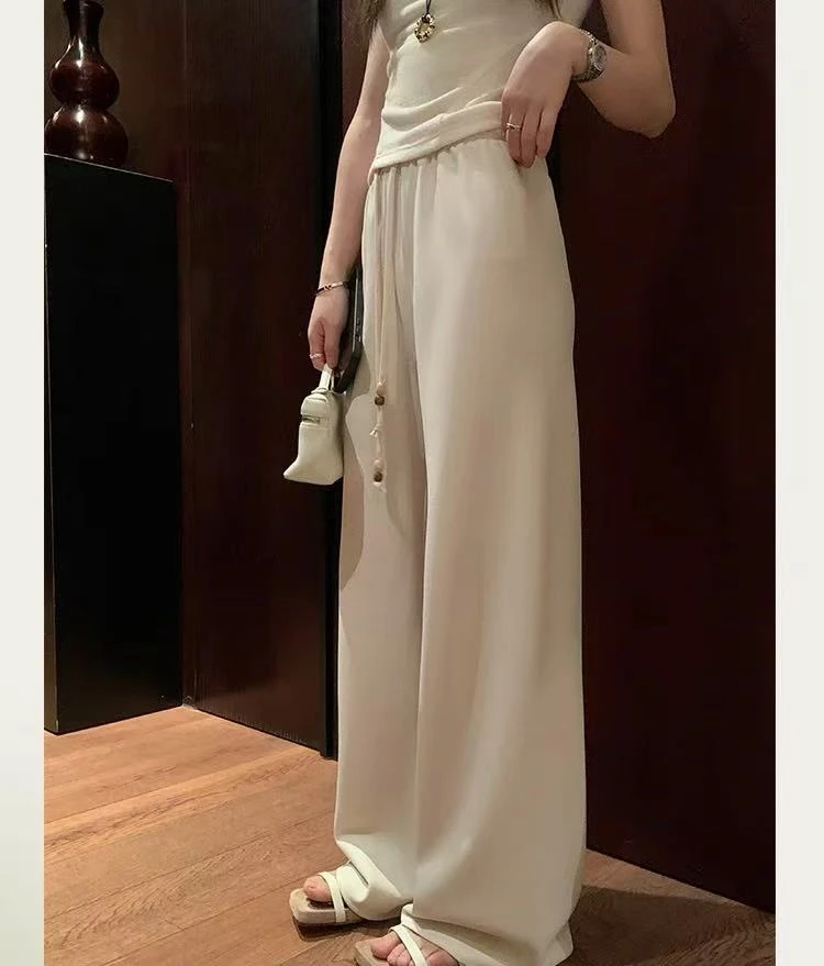 K7239春夏季新款时尚洋气显瘦休闲垂感黑松百搭高腰高腰西装裤