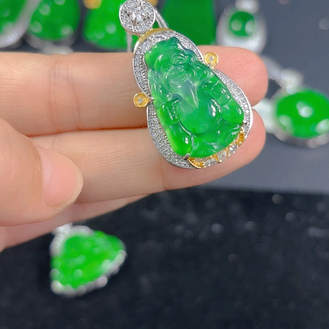 翡翠银S925镶嵌吊坠(不含链)