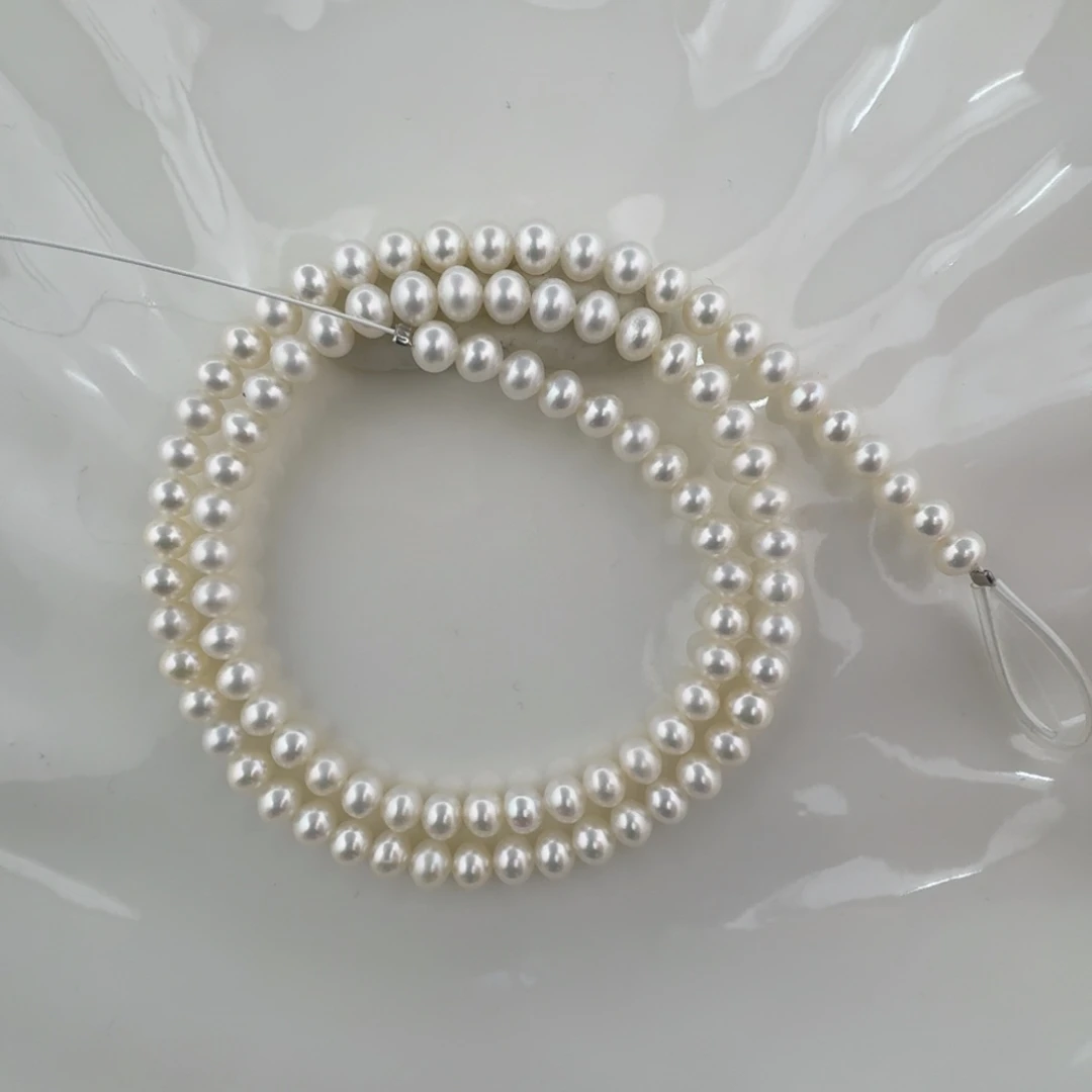 裸珠淡水珍珠未镶嵌淡水小米珠近圆极光极微瑕4.5-5mm