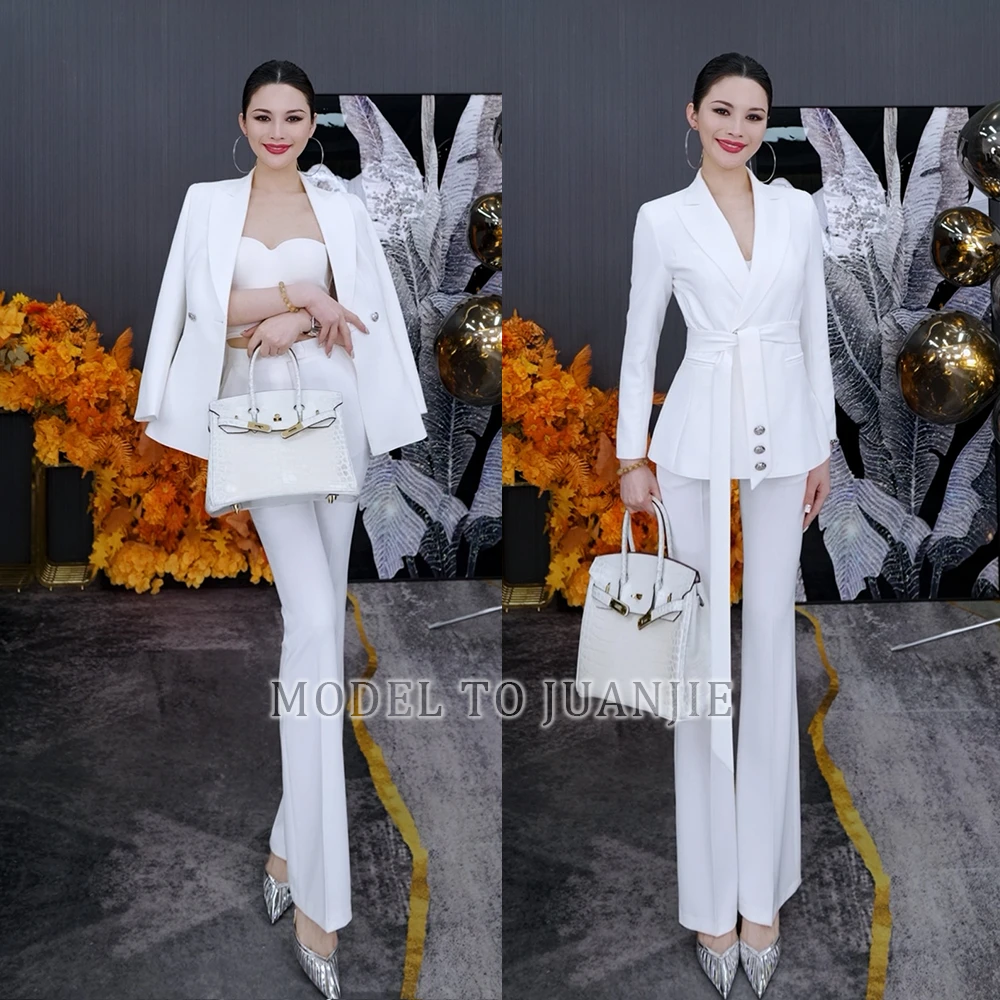 新品春季高定气质手工轻奢时尚职业女神范显瘦西装微喇裤套装665