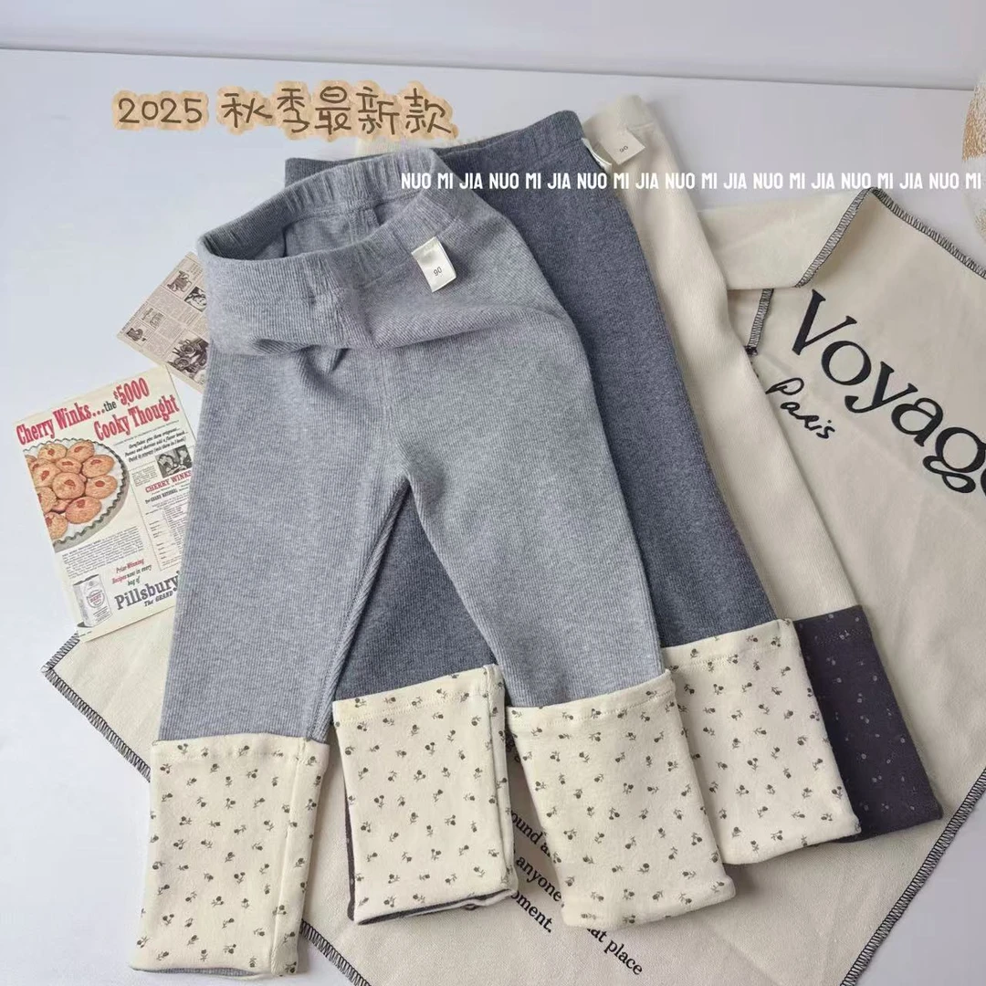 「小碎花」秋款女童打底裤宝宝无缝外穿裤儿童休闲裤