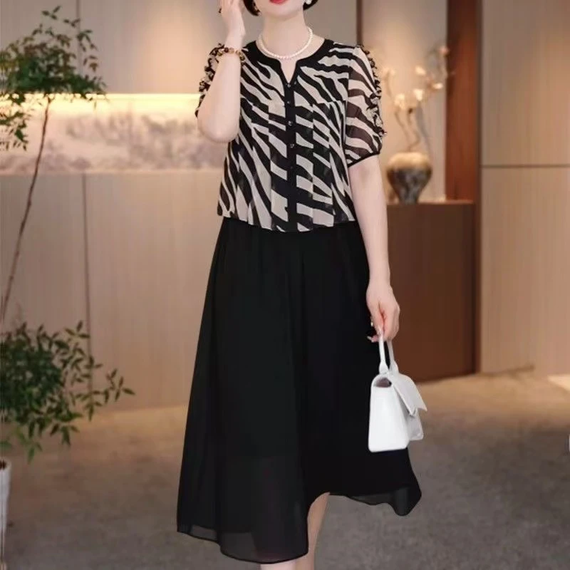 5174#夏季新款大码女装连衣裙遮肉显瘦高级感时尚简约裙子