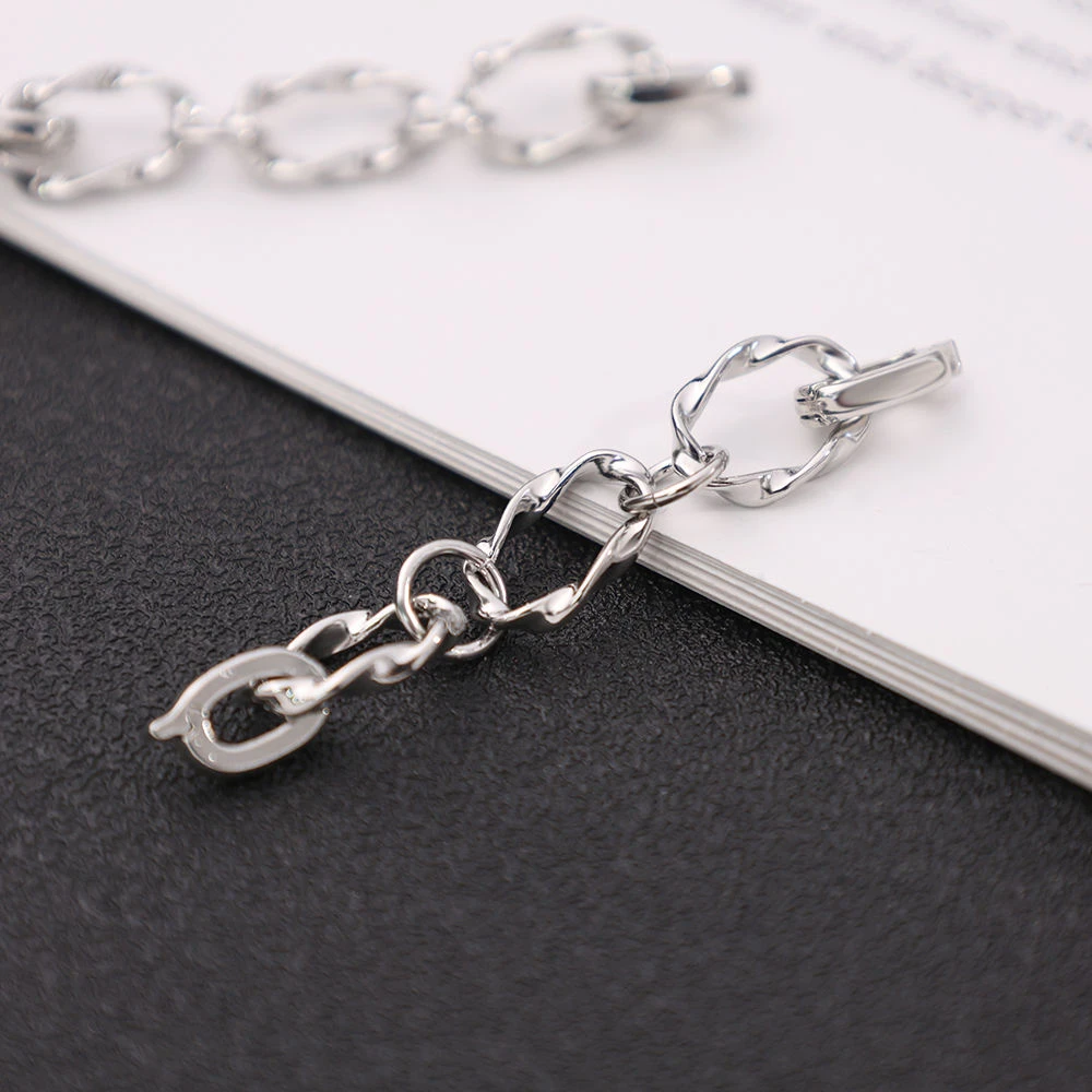 DIY链条配件镀18k色褶皱设计项链连接扣双扣头延长链链条万能扣头