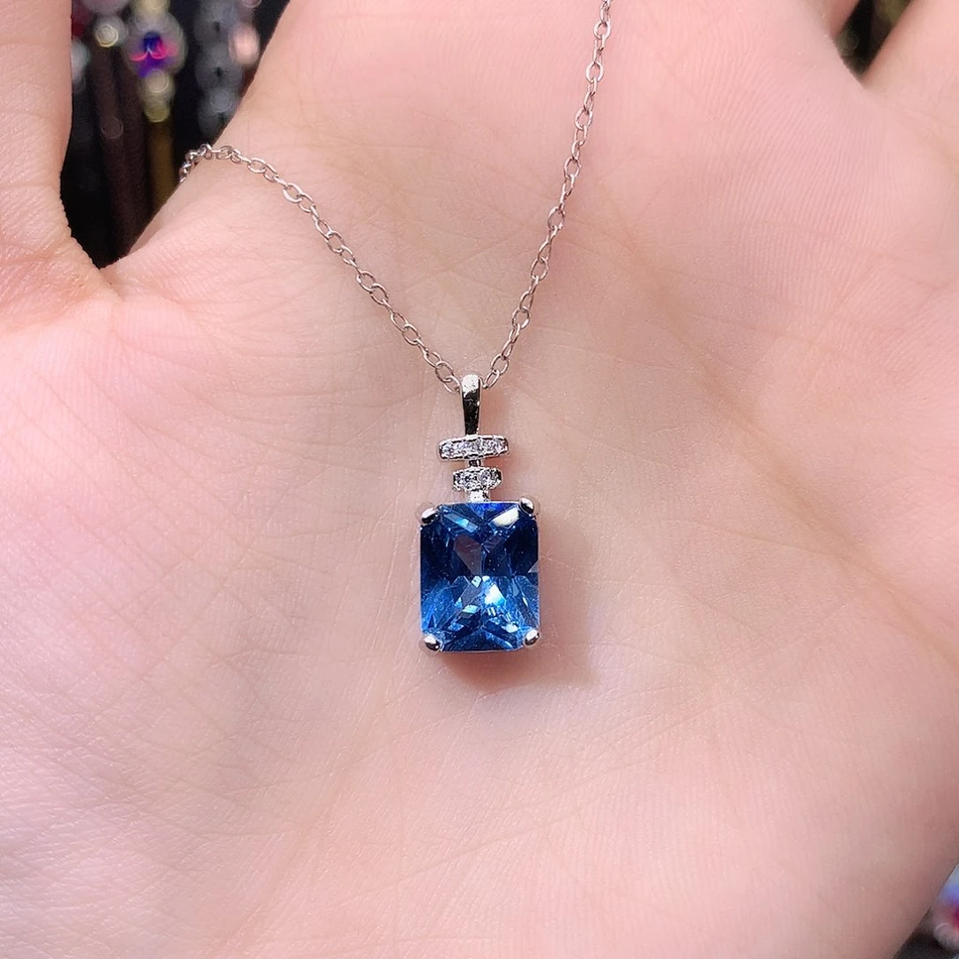 海蓝宝石颈饰银S925镶嵌白810