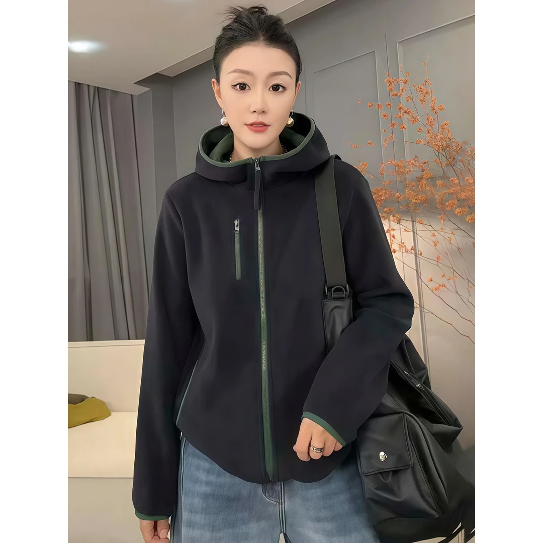 休闲时尚双面奥利绒外套女秋冬季新款棒球服卫衣宽松显瘦上衣