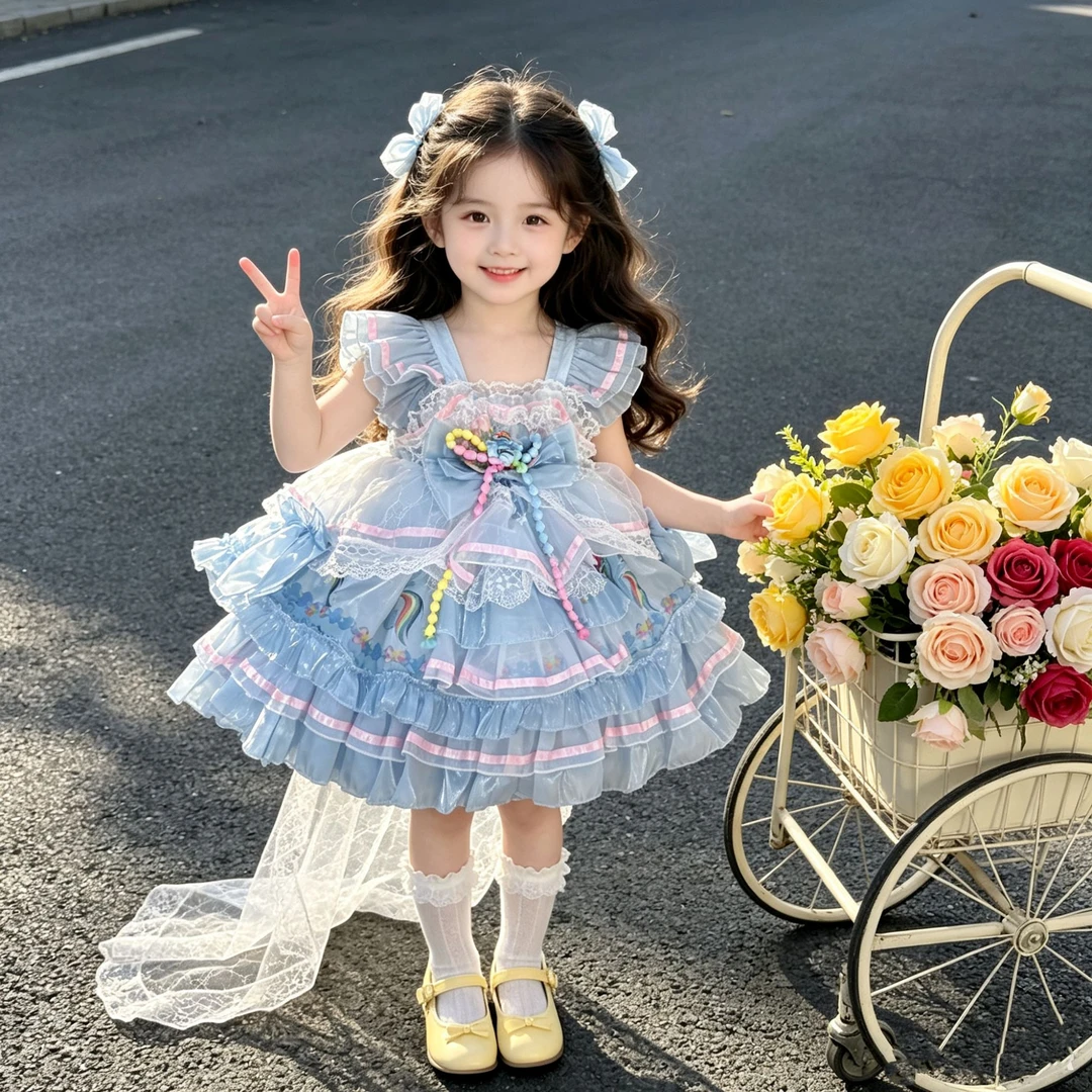 【0172】女童夏季甜美洛丽塔公主蓬蓬连衣裙福利款式限量