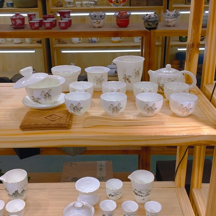 【不止】羊脂玉瓷茶具套装