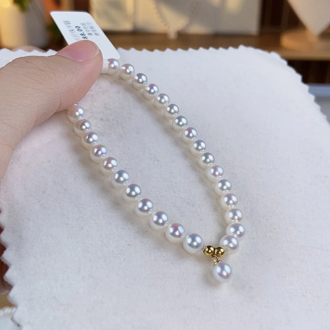 淡水珍珠手绳18K金镶嵌