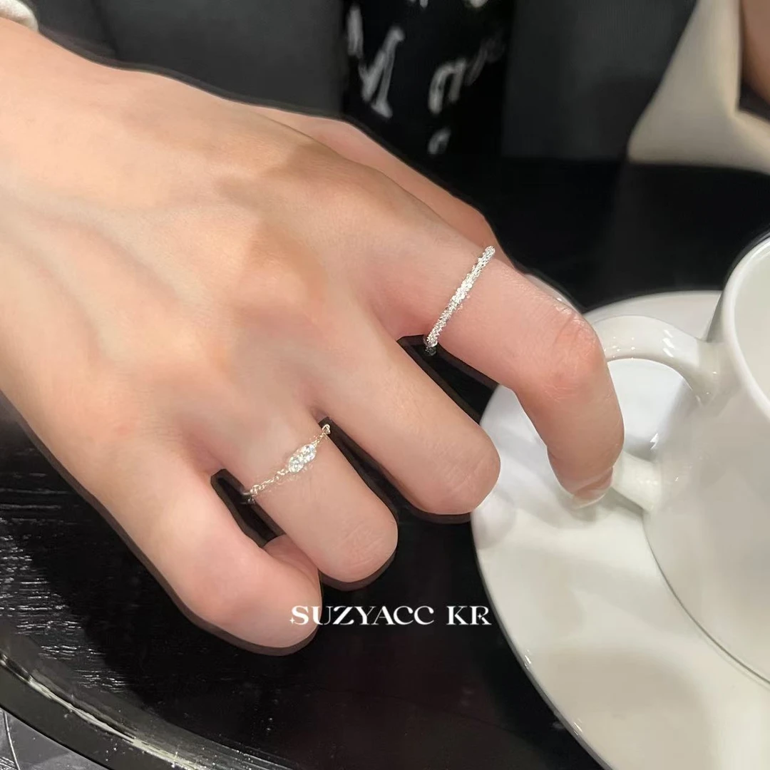 Suzyacc Kr 925银合成锆石戒指 【指尖泪滴+波光粼粼】戒指DJ0108