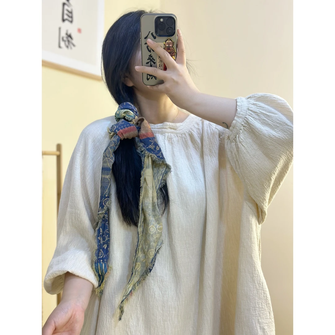 【新年限定款】四季百搭*印花做旧亚麻*多变*三角围巾*头巾*腰围