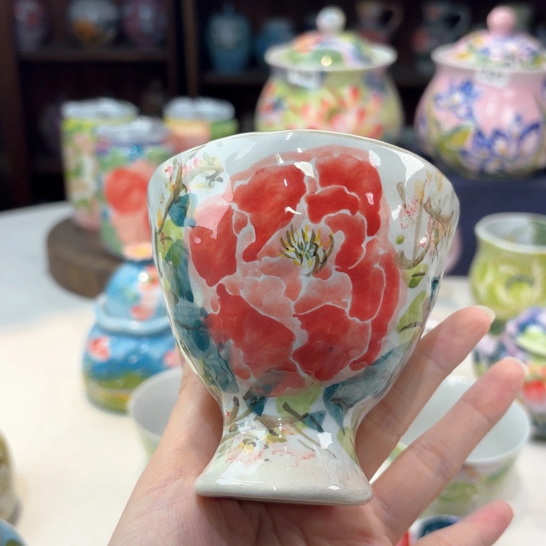 景德镇手绘高温釉下彩陶瓷茶具