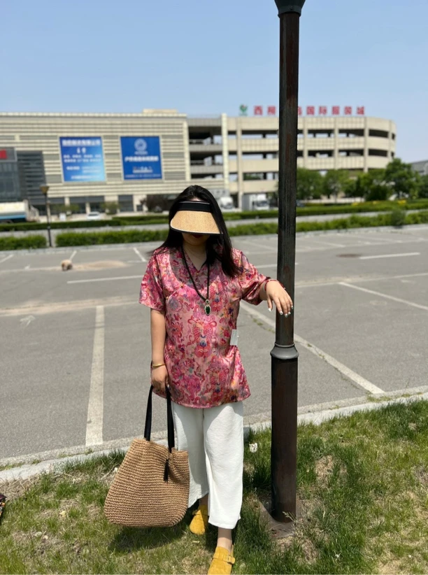 （美婷）新中式国风V领大码小衫