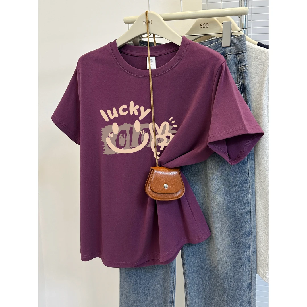 百搭正肩短袖T恤女装夏季胖MM时尚大码遮肉半袖休闲体恤衫上衣潮