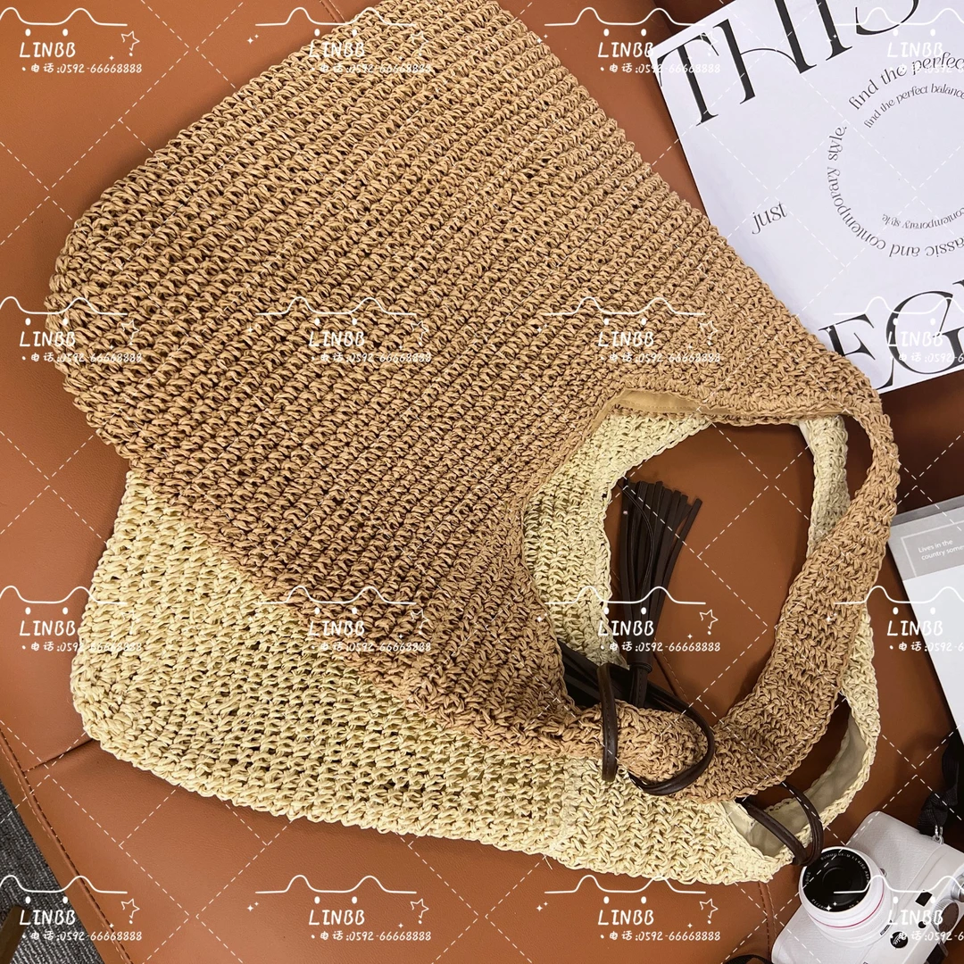 林北鼻-【水桶草编包】通勤大容量草编包包女复古编织包