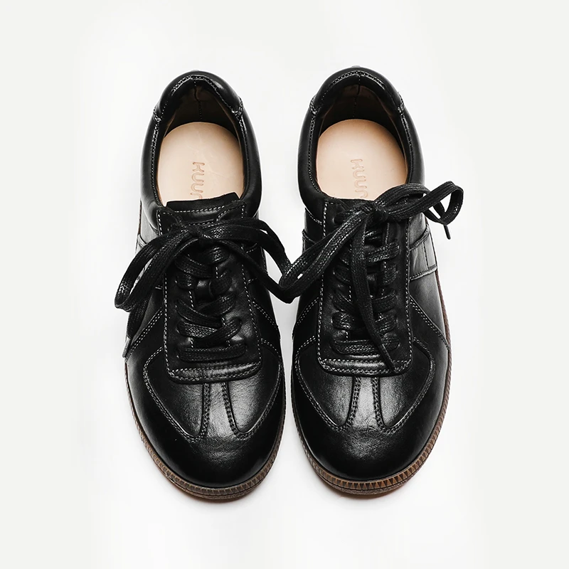 重工水洗马皮系带圆头休闲百搭手工舒适复古软底百搭德训女鞋