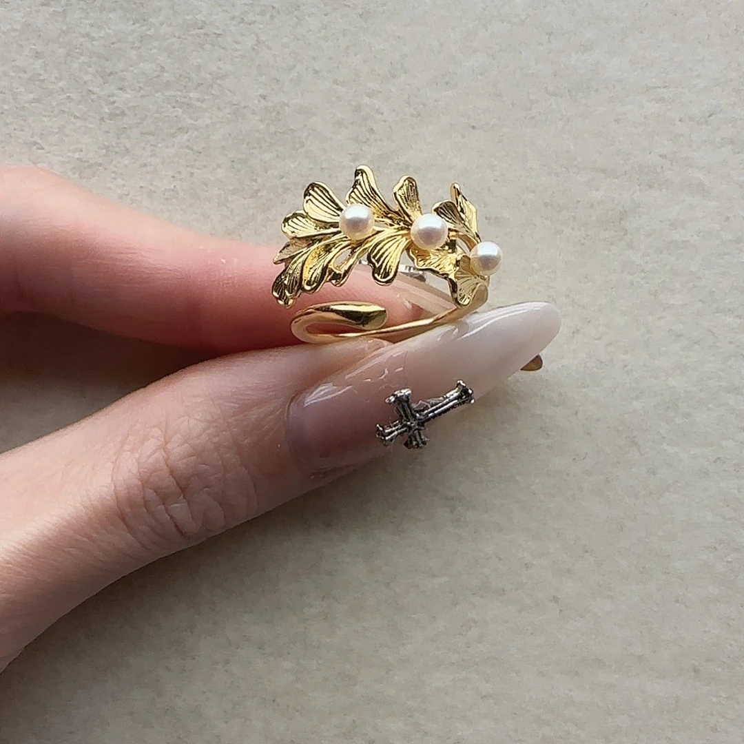 淡水珍珠戒指89银S925镶嵌