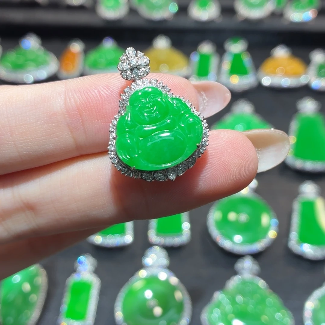 翡翠18K金镶嵌吊坠(不含链)86