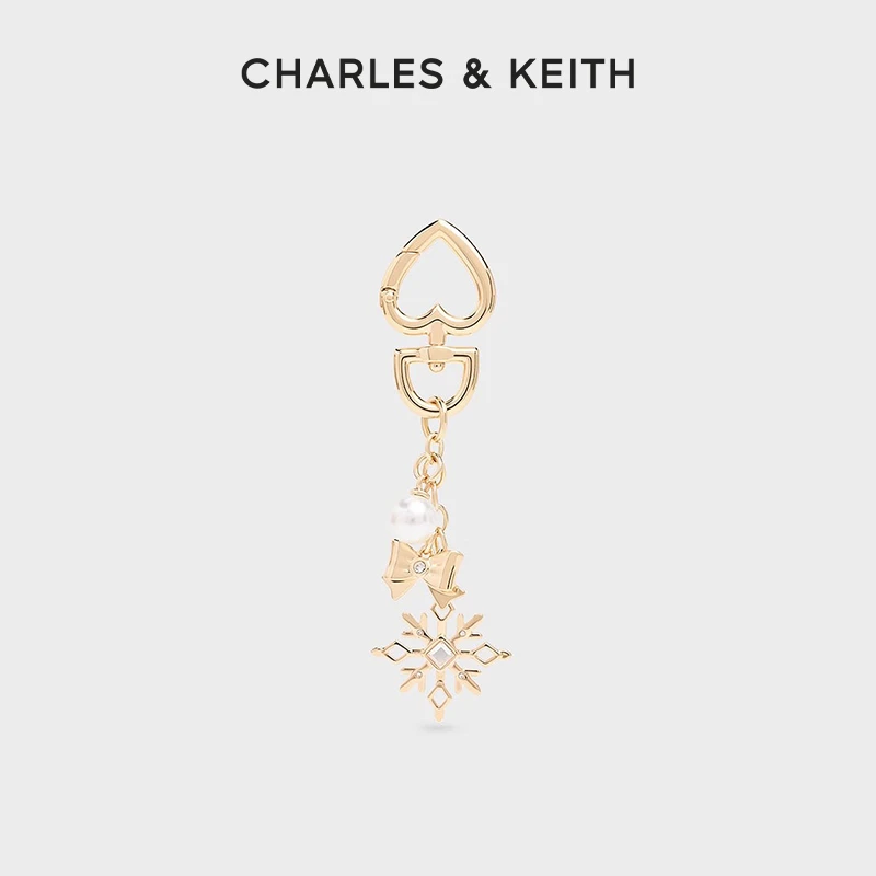 CHARLES & KEITH25冬新品雪花爱心金属钥匙扣包挂10870082