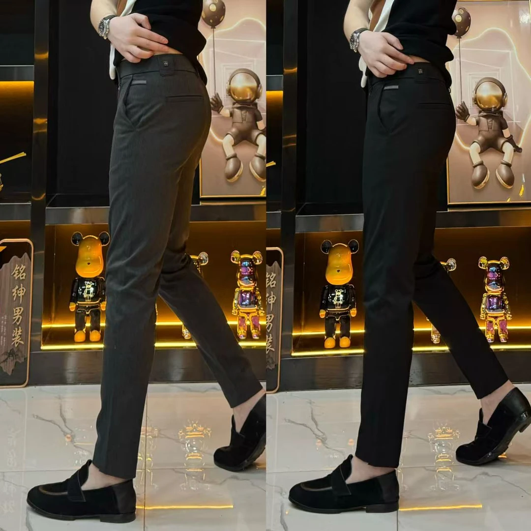 802男士轻奢高端修身秋冬新款百搭时尚商务男裤微弹小脚休闲裤