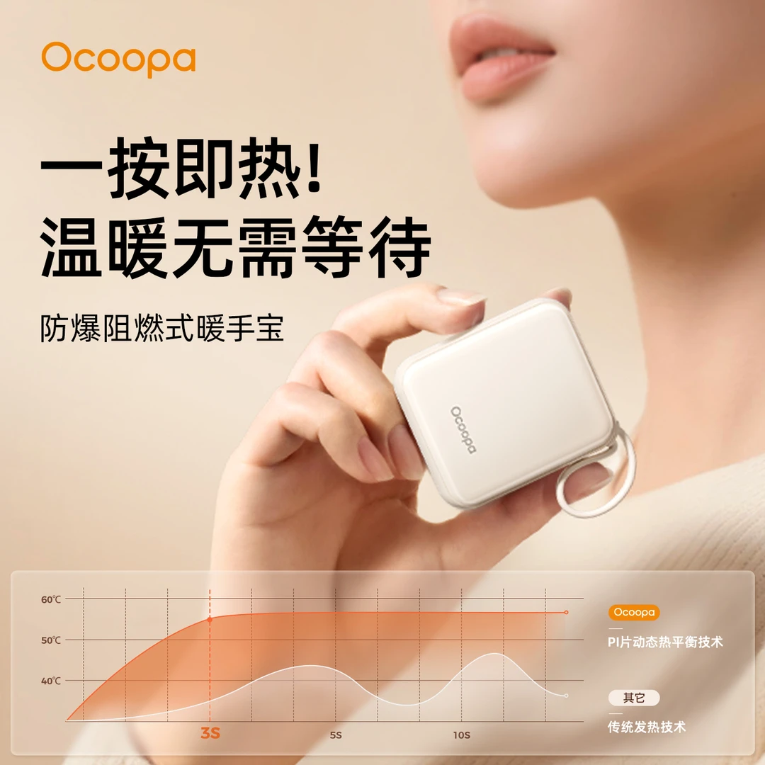 【两个装】OCOOPA可充电式暖手宝25年新款超轻薄防爆送礼推荐学生党