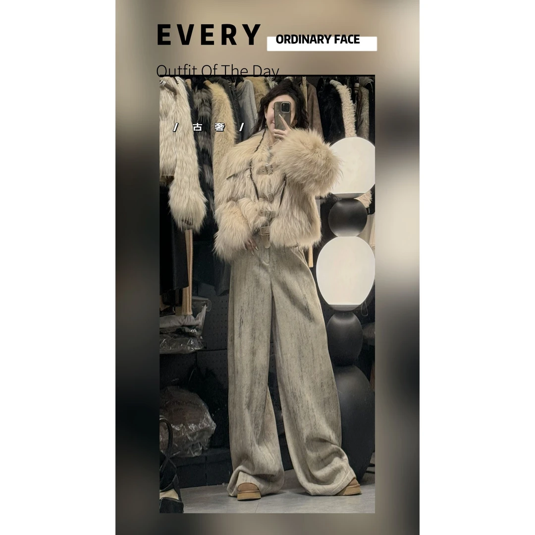 【现货48H】高定外套高级感秋冬加厚气质短款上衣高腰阔腿裤女套装