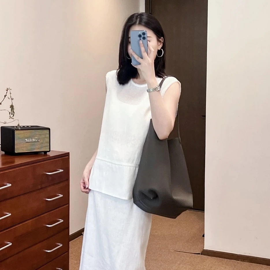 <猪猪出品>新款亚麻女装女款气质白色上衣麻料百搭简约562