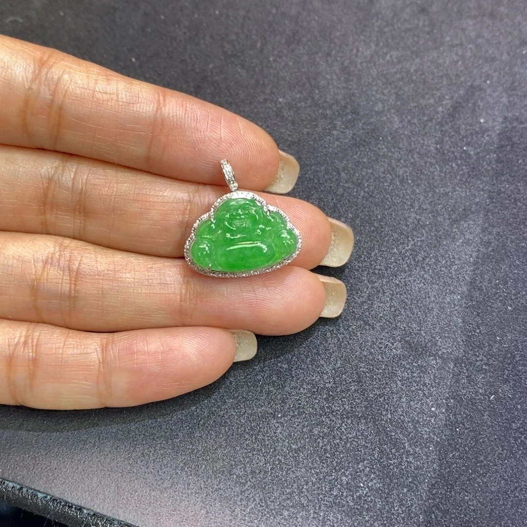 翡翠吊坠(不含链)18K金镶嵌吊坠