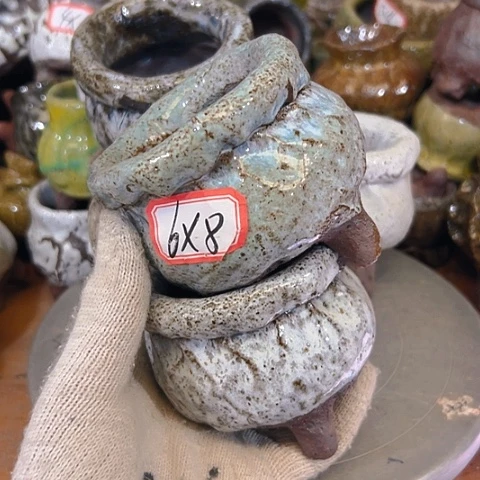 繁***)粗陶花盆手工花盆制作就这样