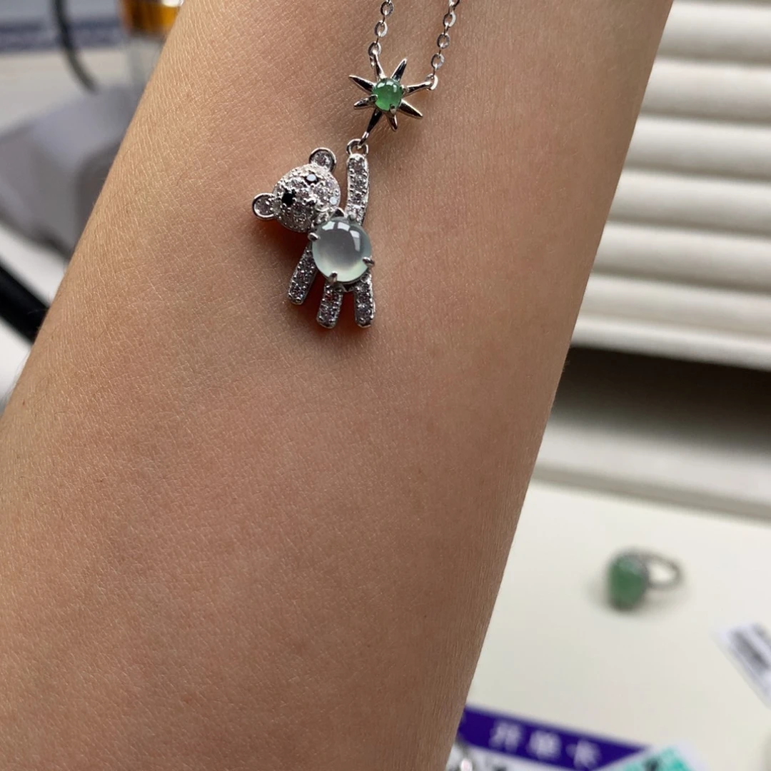 翡翠银S925镶嵌颈饰项链