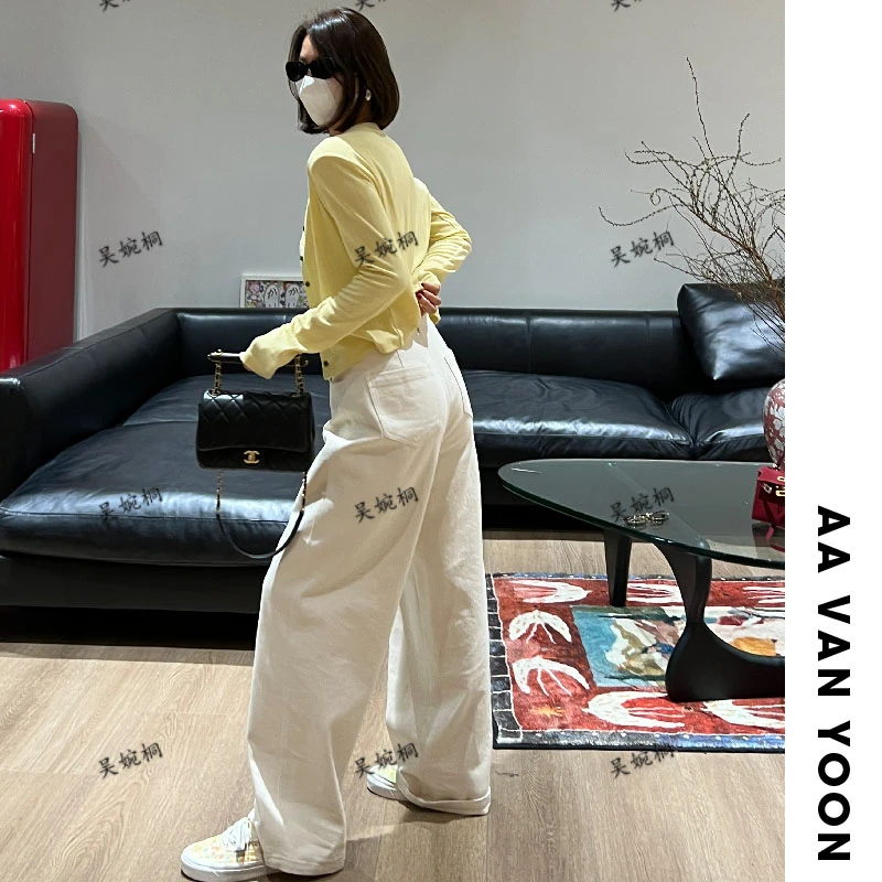 【YOON深圳原创】高级感直筒米白色牛仔裤