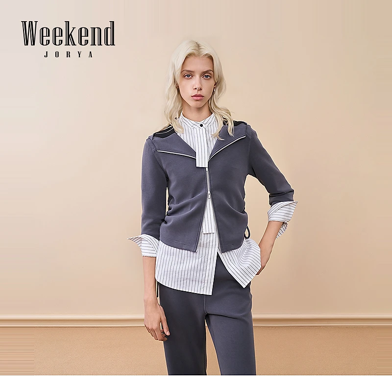 【商场同款】卓雅周末25秋新款简约休闲连帽收腰卫衣外套女XRW4S23C