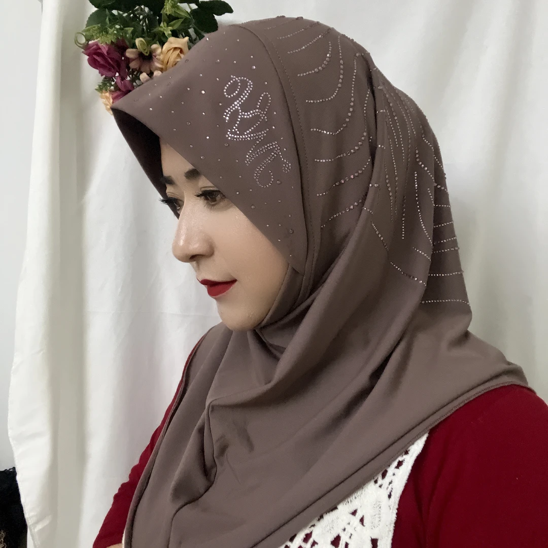 爆款高温烫钻重工妈妈款洋气瘦脸套头围巾帽子夏季(送打底帽送针)