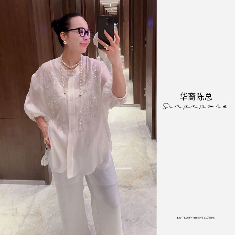 华裔陈总【高定】钉珠防晒衬衣上衣 GT-CY-089