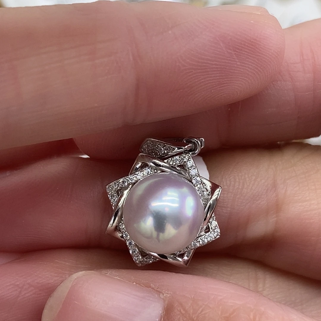 银S925镶嵌吊坠(不含链)海水珍珠@@AD0024