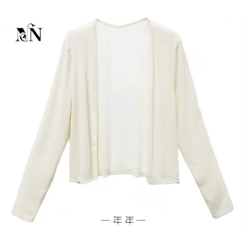 纯色优雅2025夏季新款冰感纱防晒外搭气质开衫短款长袖开衫