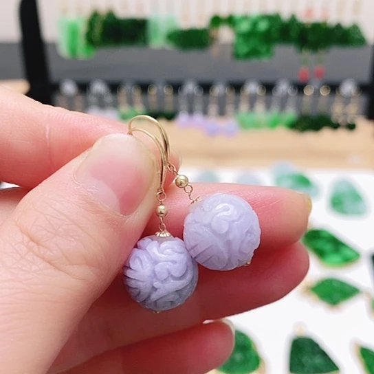 翡翠18K金镶嵌耳饰挂件