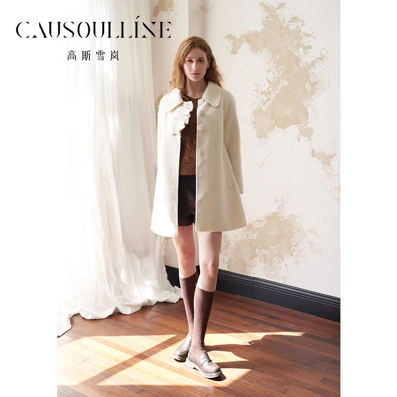 高斯雪岚【双十一】中长款大衣简约毛呢外套24411657