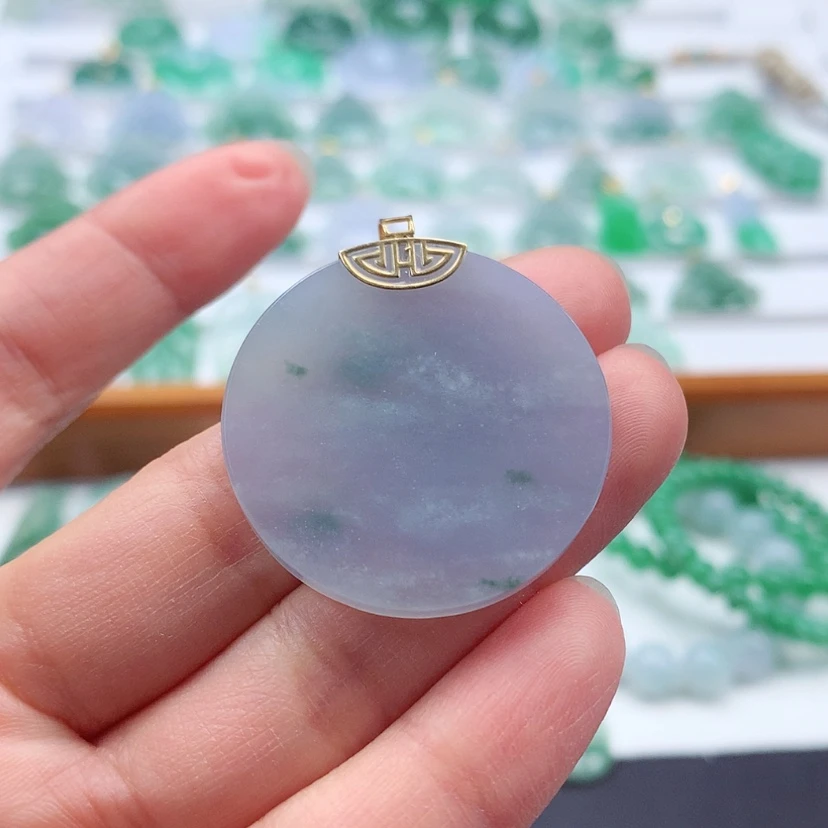 【闪购商品】翡翠吊坠(赠链)18K金镶嵌