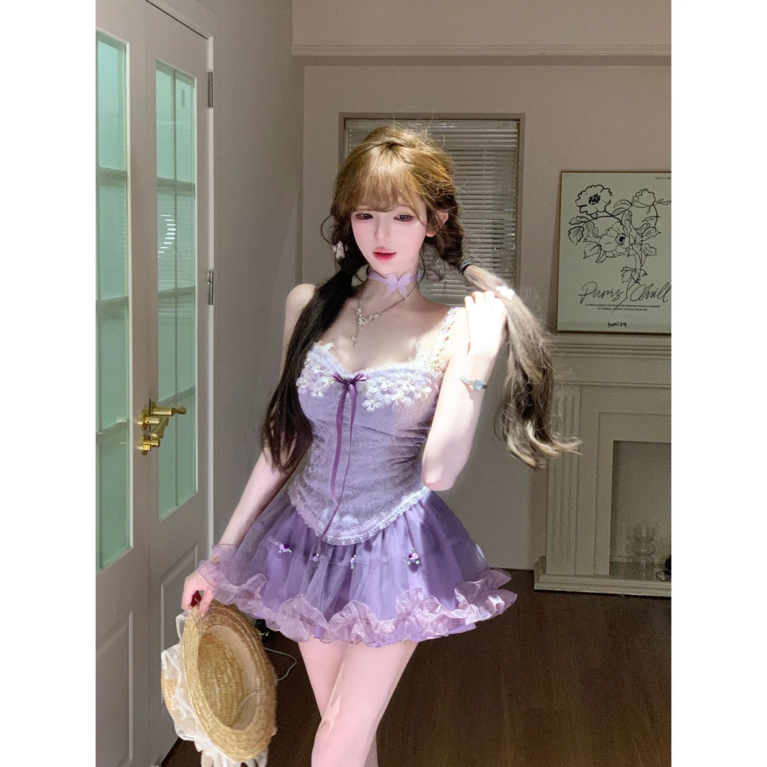 瑞茜·威瑟斯  花海紫嫣千金公主纯欲风法式上衣短裙开衫 R6055-1H