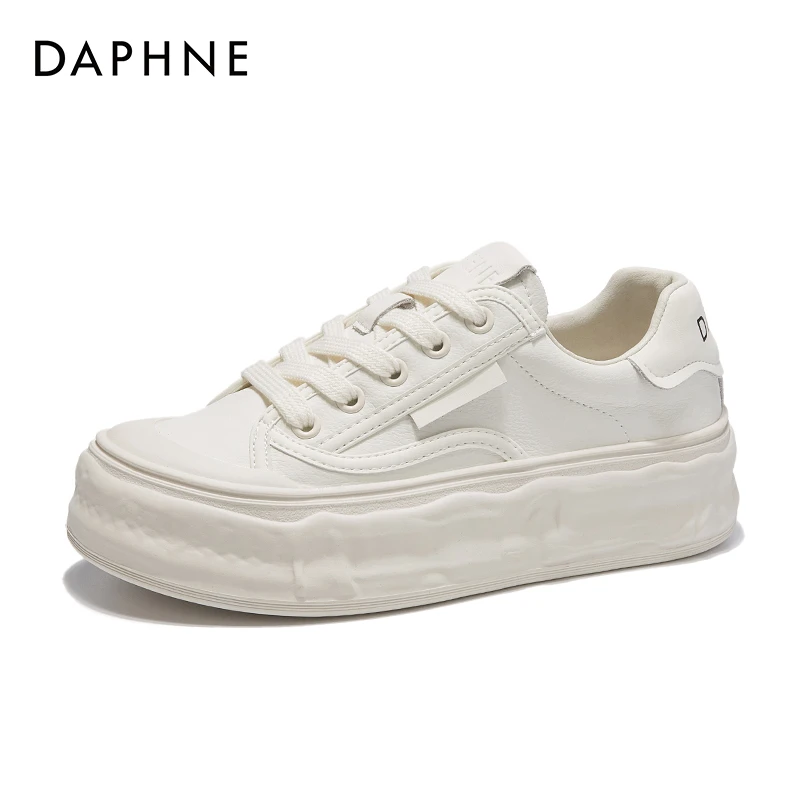 Daphne/达芙妮秋季时尚透气小白鞋时尚百搭厚底增高潮流女鞋女款