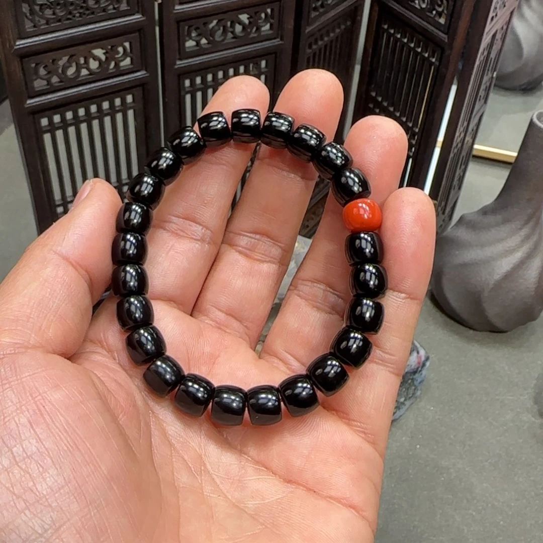 玛瑙/玉髓未镶嵌黑玛瑙手串配单珠8