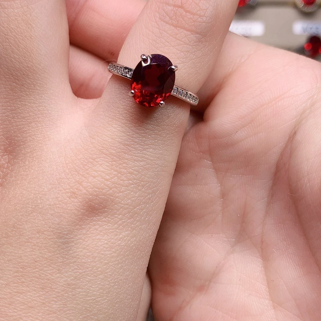 红宝石颈饰银S925镶嵌