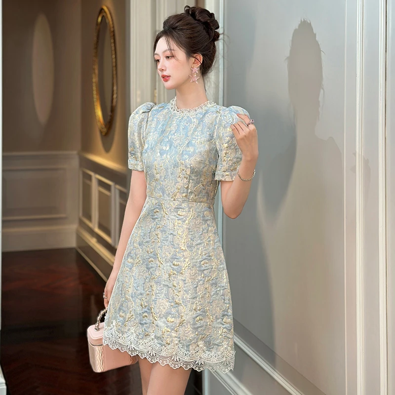 28001 碎花显瘦气质小个子夏季复古法式日常中国风连衣裙