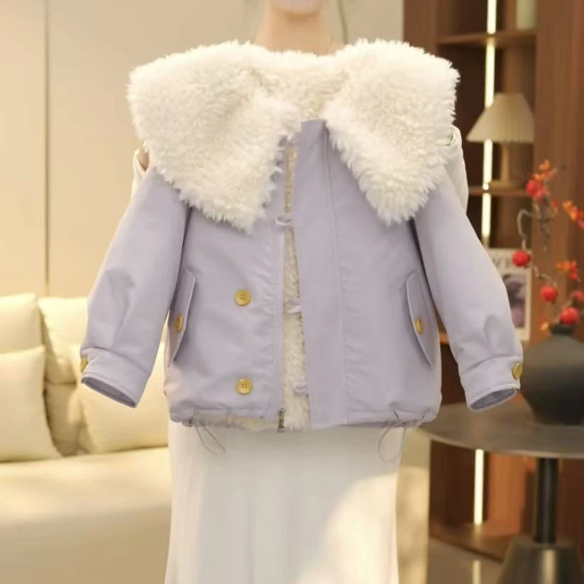 boboe/波波鹅女童秋冬季新款时尚百搭加绒加厚棉服外套--Y5989