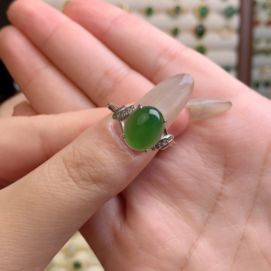 杜***杜和田玉银S925镀金镶嵌戒指