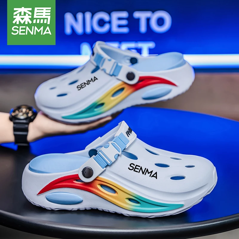 森马男士洞洞鞋2025新款爆款夏季外穿防滑厚底包头拖两穿沙滩凉鞋